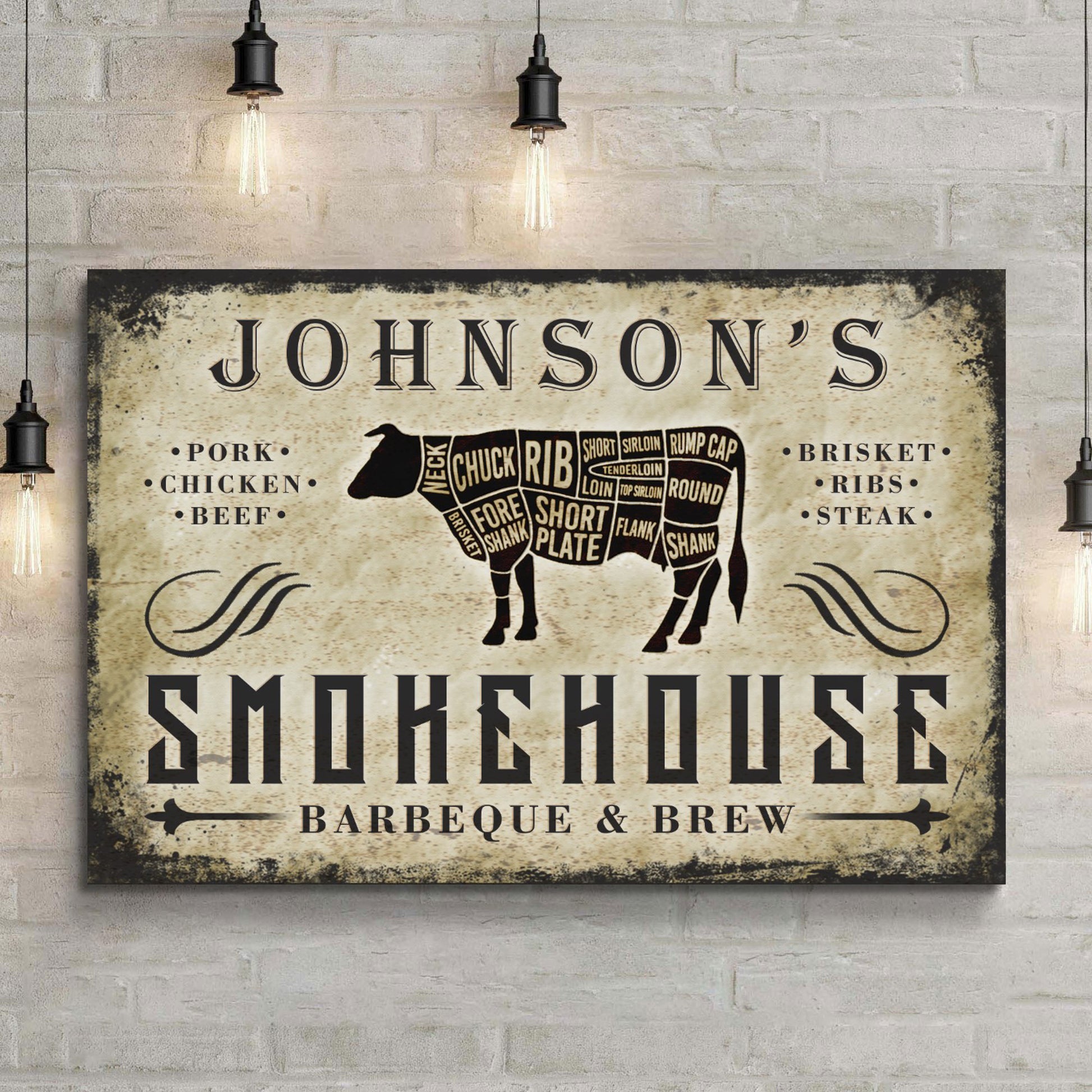Smokehouse Barbeque And Brew Sign | Customizable Canvas - Image by Tailored Canvases