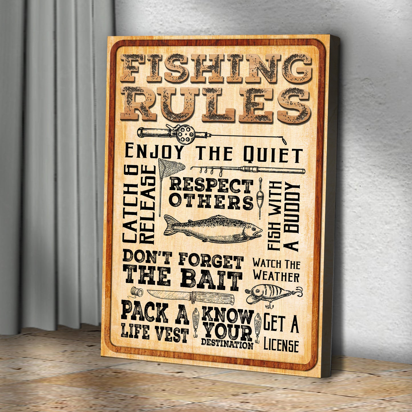 Fishing Rules Sign II Style 1 - Image by Tailored Canvases