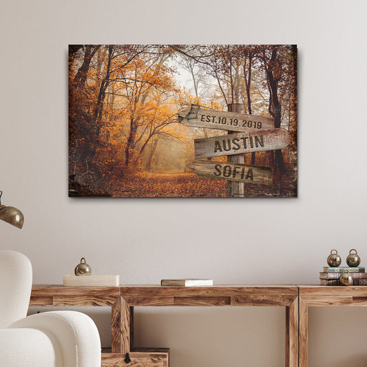 Autumn Road Couple Name Sign Style 2 - Image by Tailored Canvases