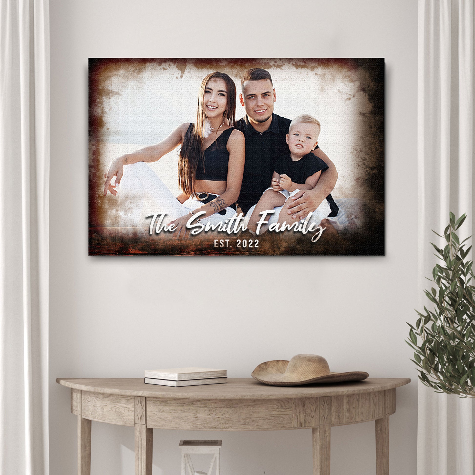 Family Portrait On Wood Sign Style 2 - Image by Tailored Canvases