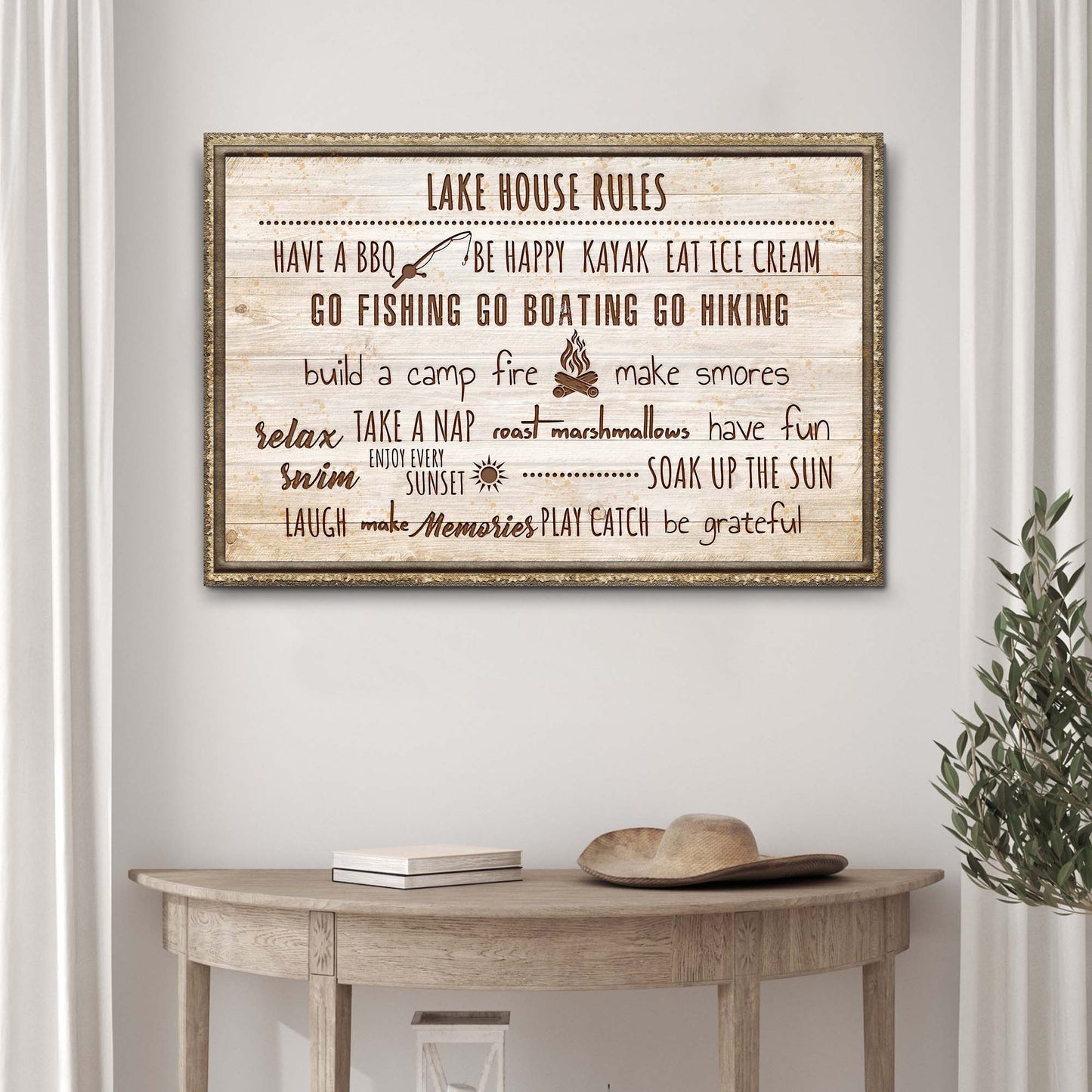 Lake House Rules Sign Style 1 - Image by Tailored Canvases