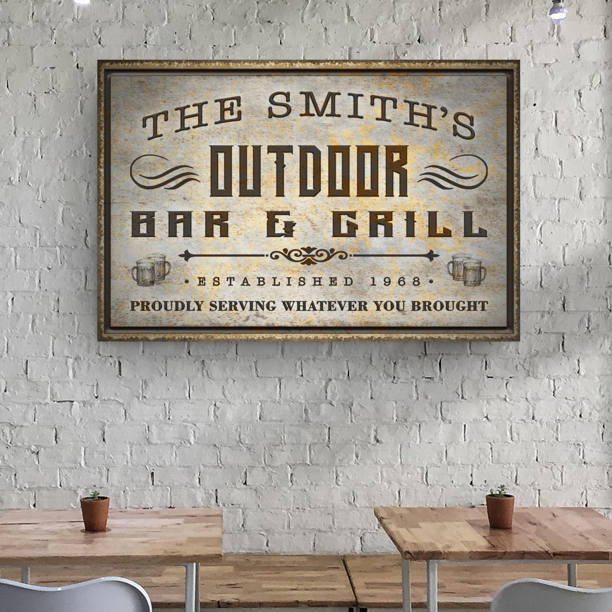 Family Outdoor Bar And Grill Sign III | Customizable Canvas Style 2  - Image by Tailored Canvases