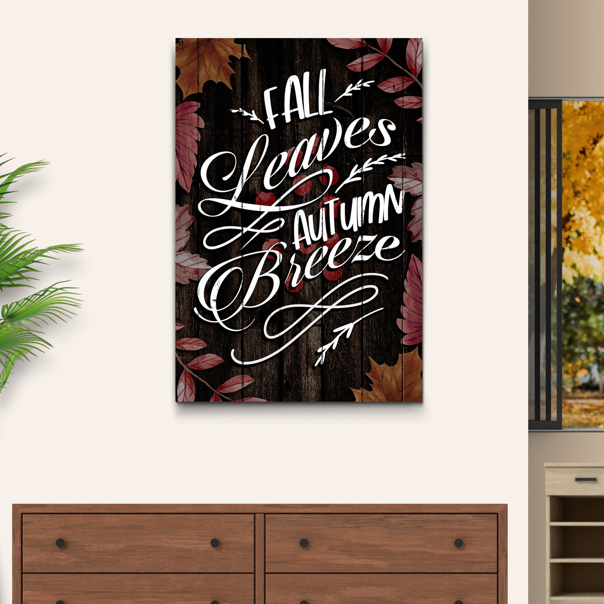 Fall Leaves Autumn Breeze Sign Style 2 - Image by Tailored Canvases