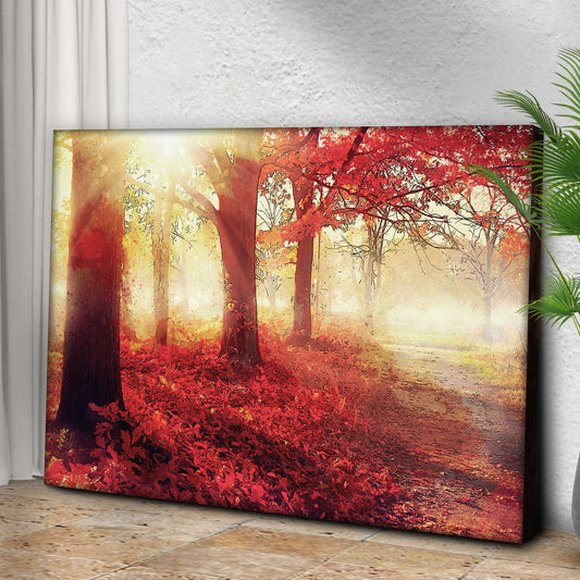 Red Maple Sunrise Path Canvas Wall Art - Image by Tailored Canvases