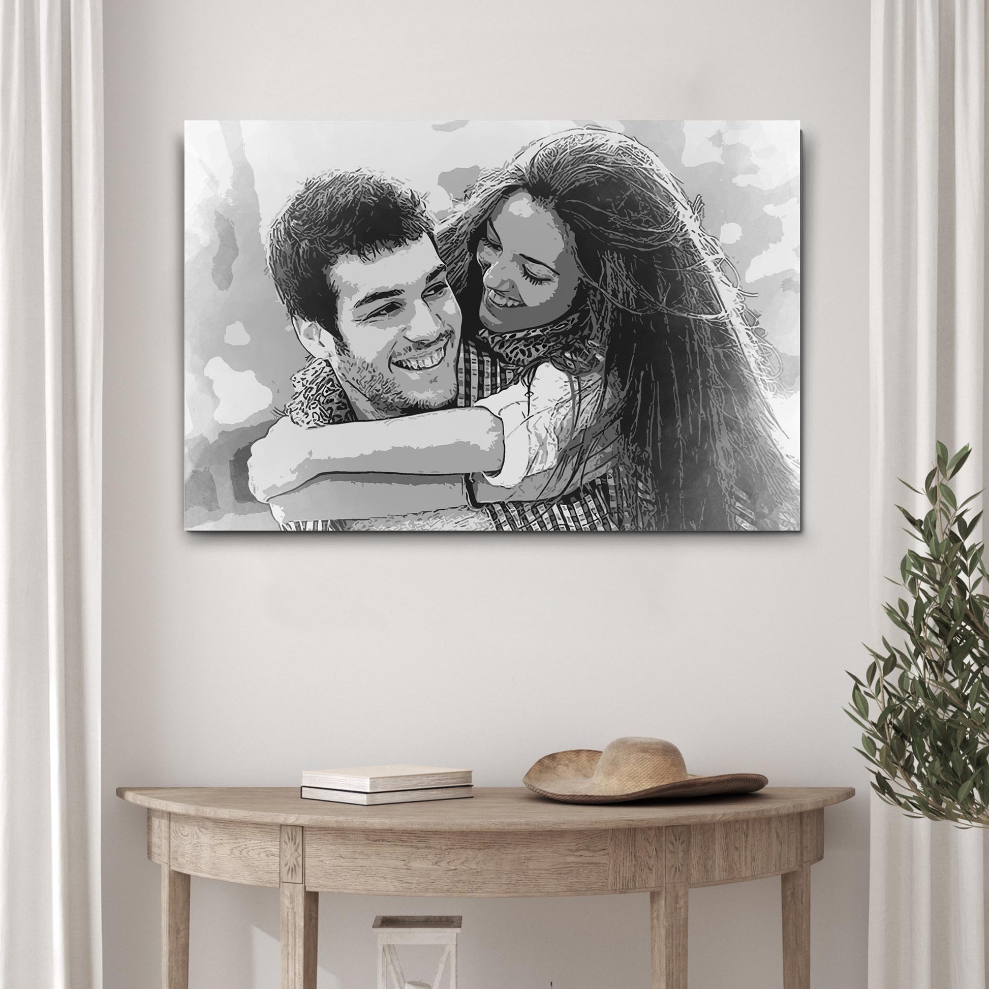 Couple Charcoal Portrait Sign Style 2 - Image by Tailored Canvases