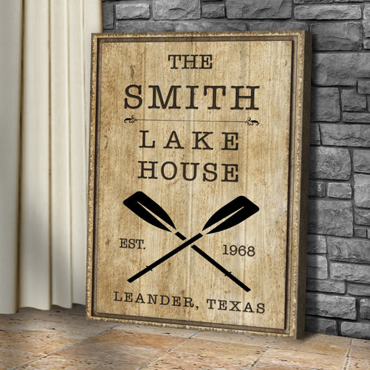 Family Lake House Rustic Sign II | Customizable Canvas - Image by Tailored Canvases