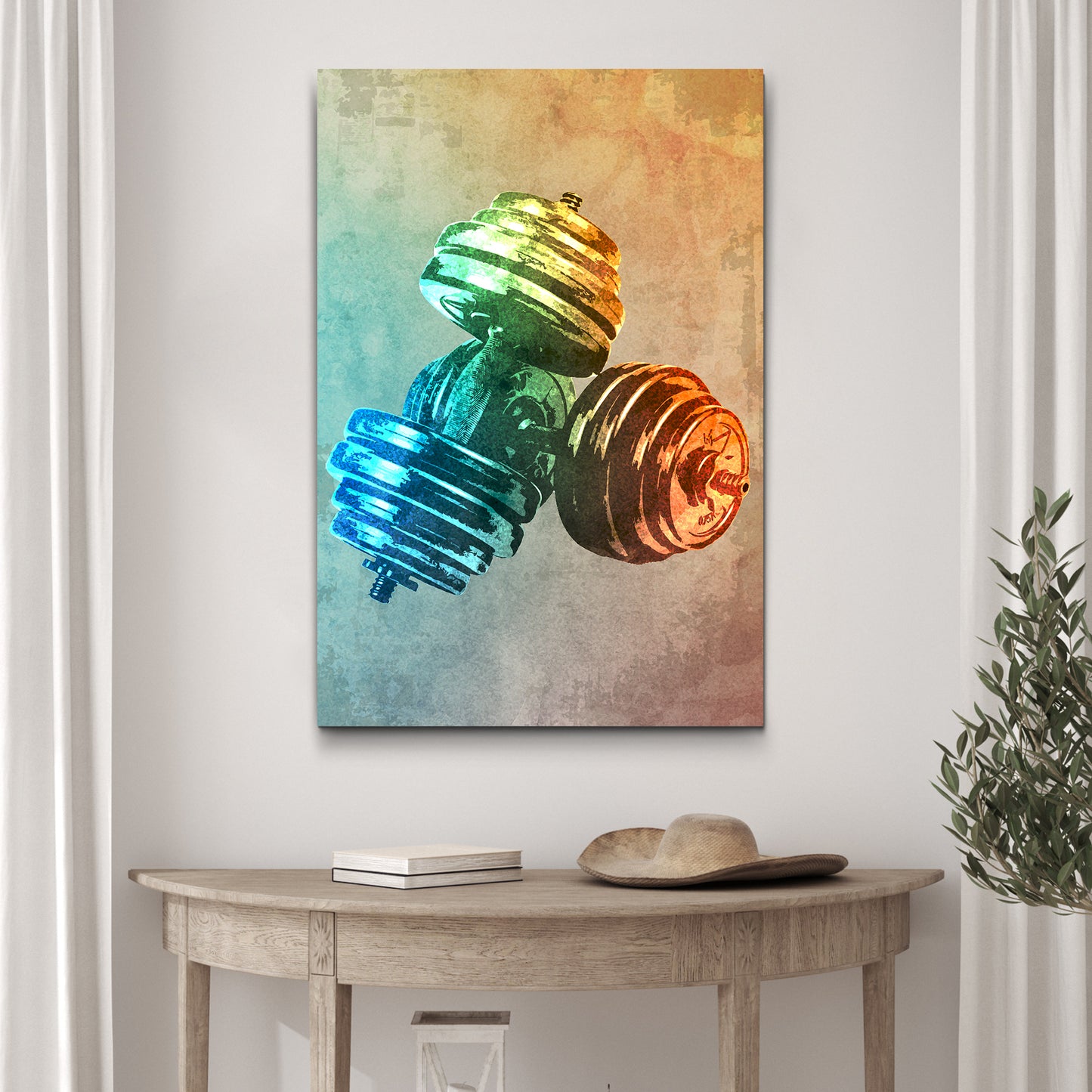 Watercolor Dumbbells Canvas Wall Art Style 1 - Image by Tailored Canvases