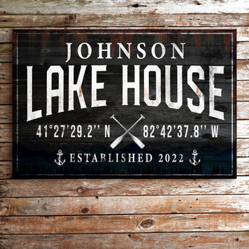 Family Lake House Paddle Sign (Free Shipping)