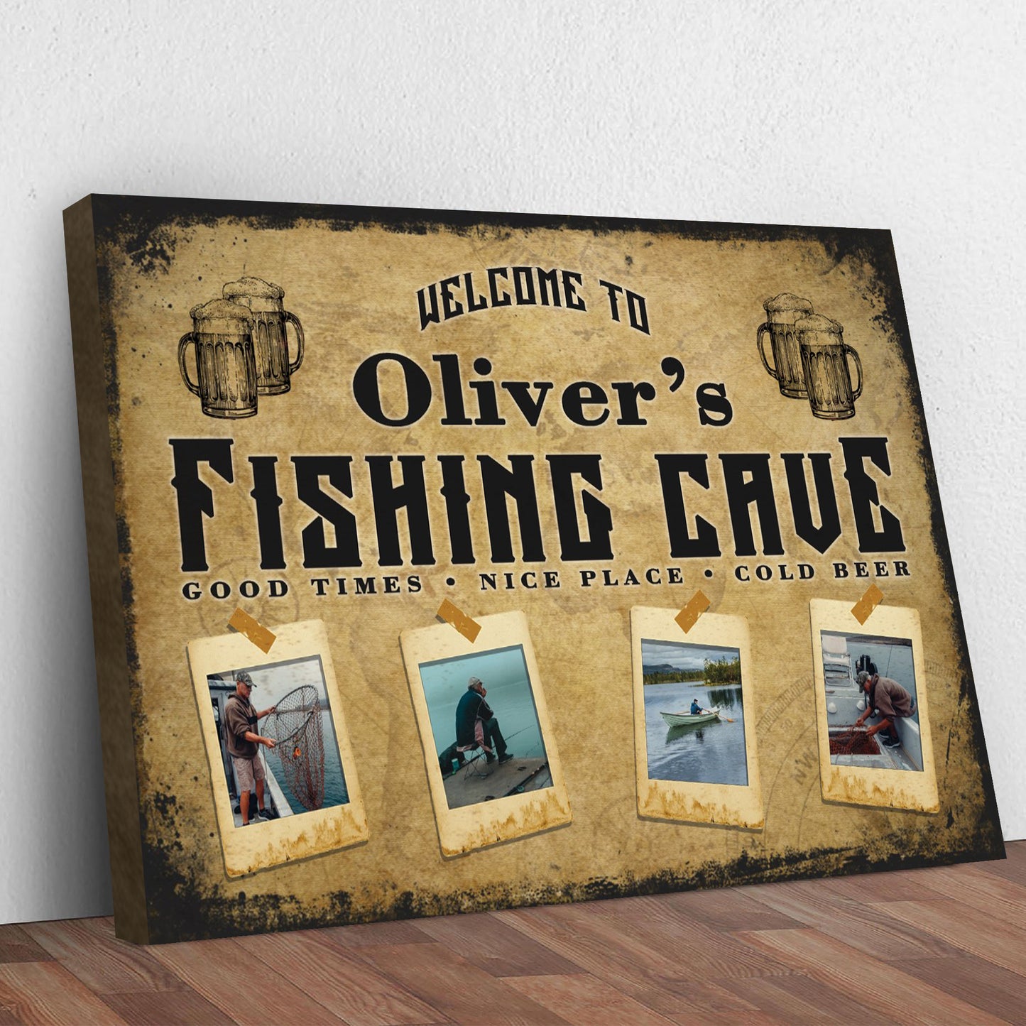 Welcome Fishing Cave Sign Style 1 - Image by Tailored Canvases