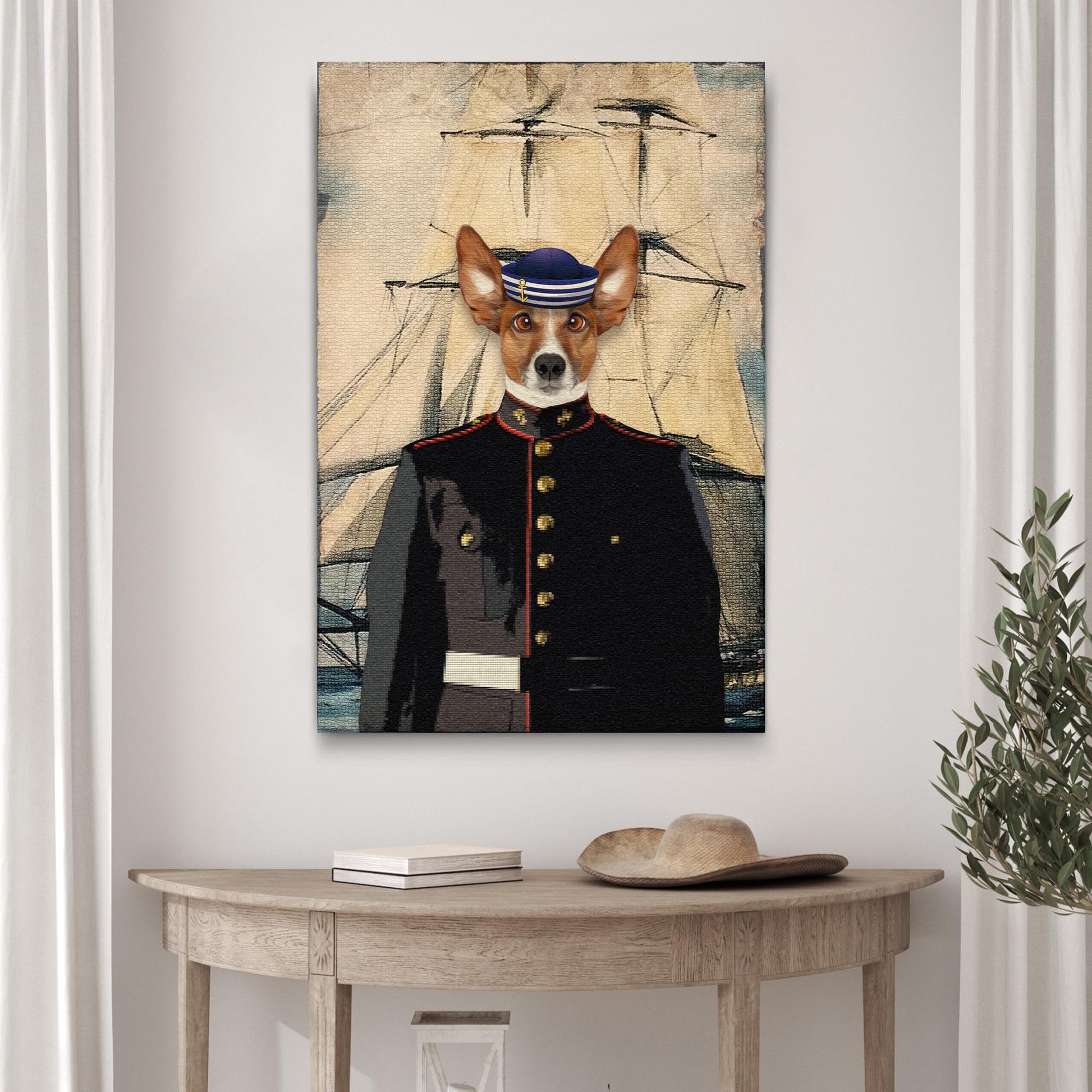 Sea Captain Pet Portrait Sign Style 2 - Image by Tailored Canvases