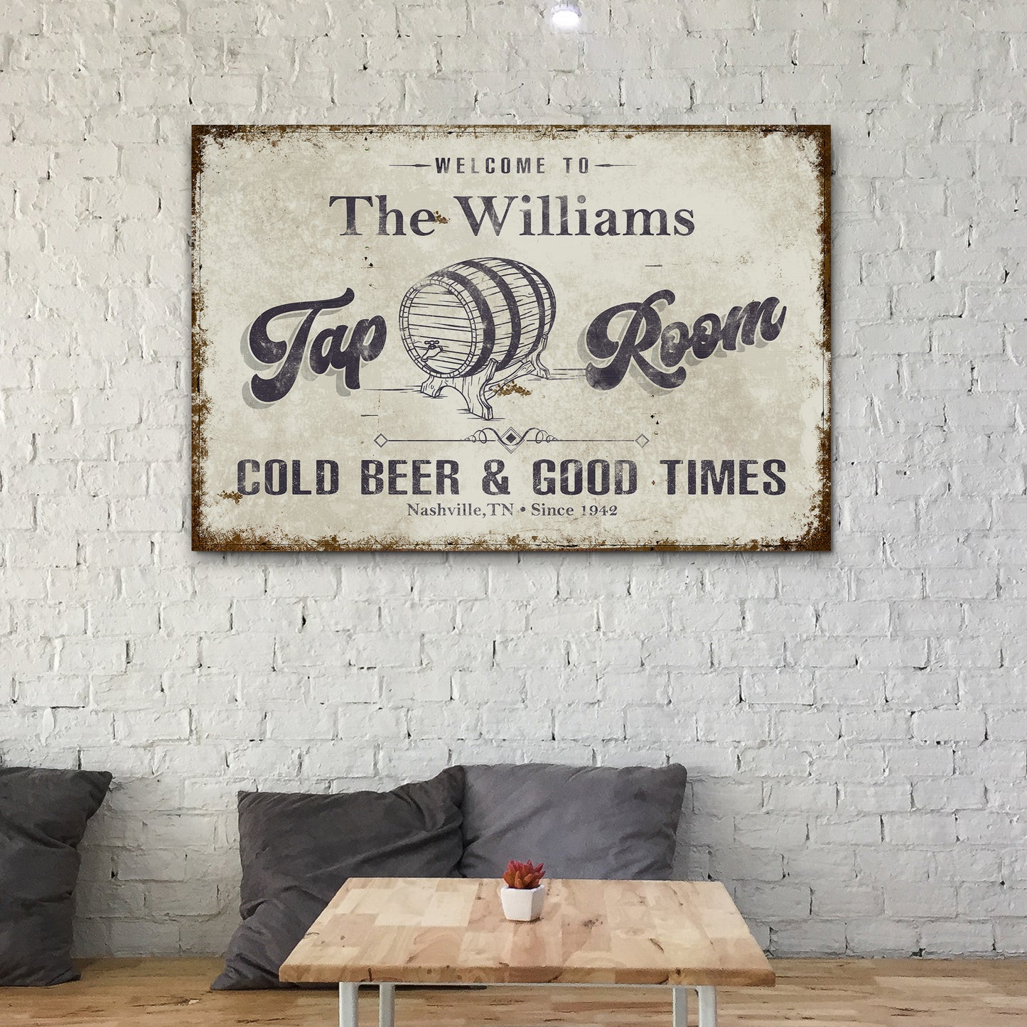 Welcome To Family Tap Room Sign
