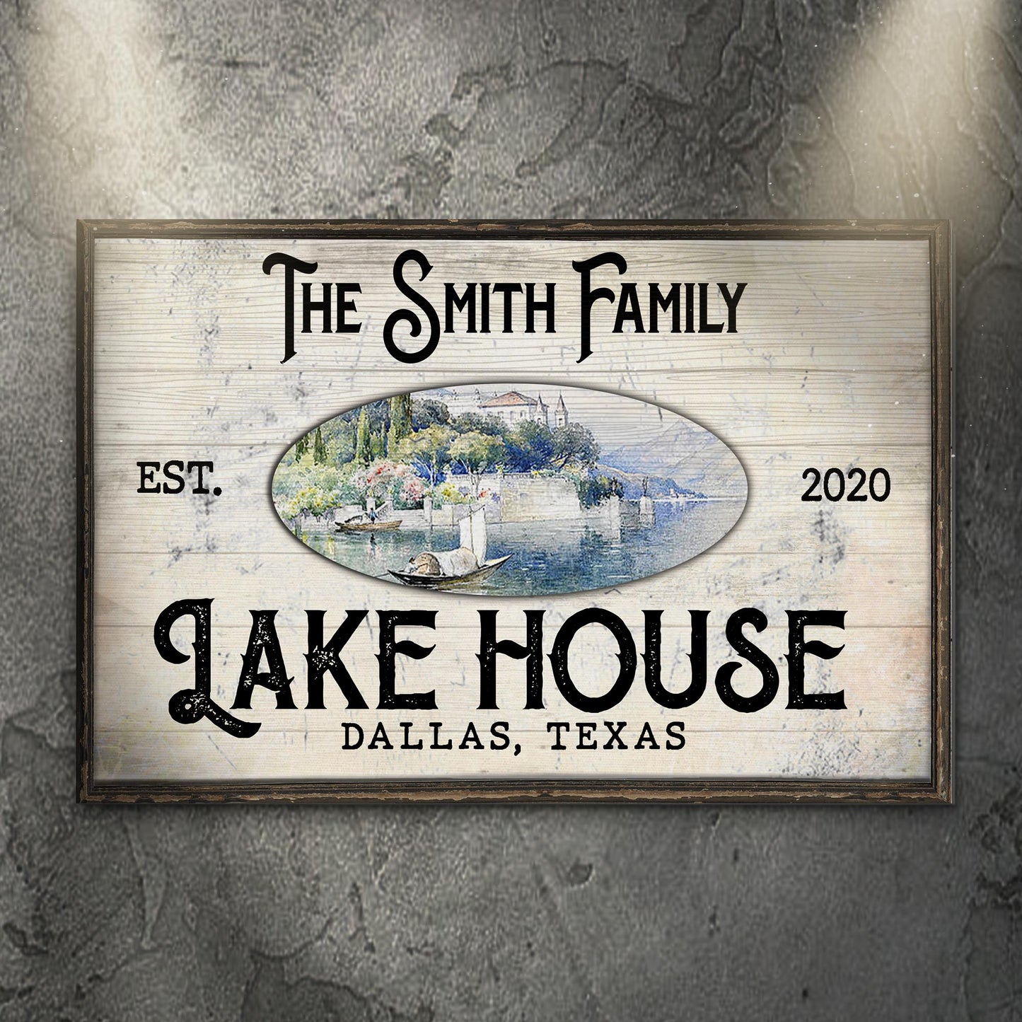 Family Lake House View Sign - Image by Tailored Canvases