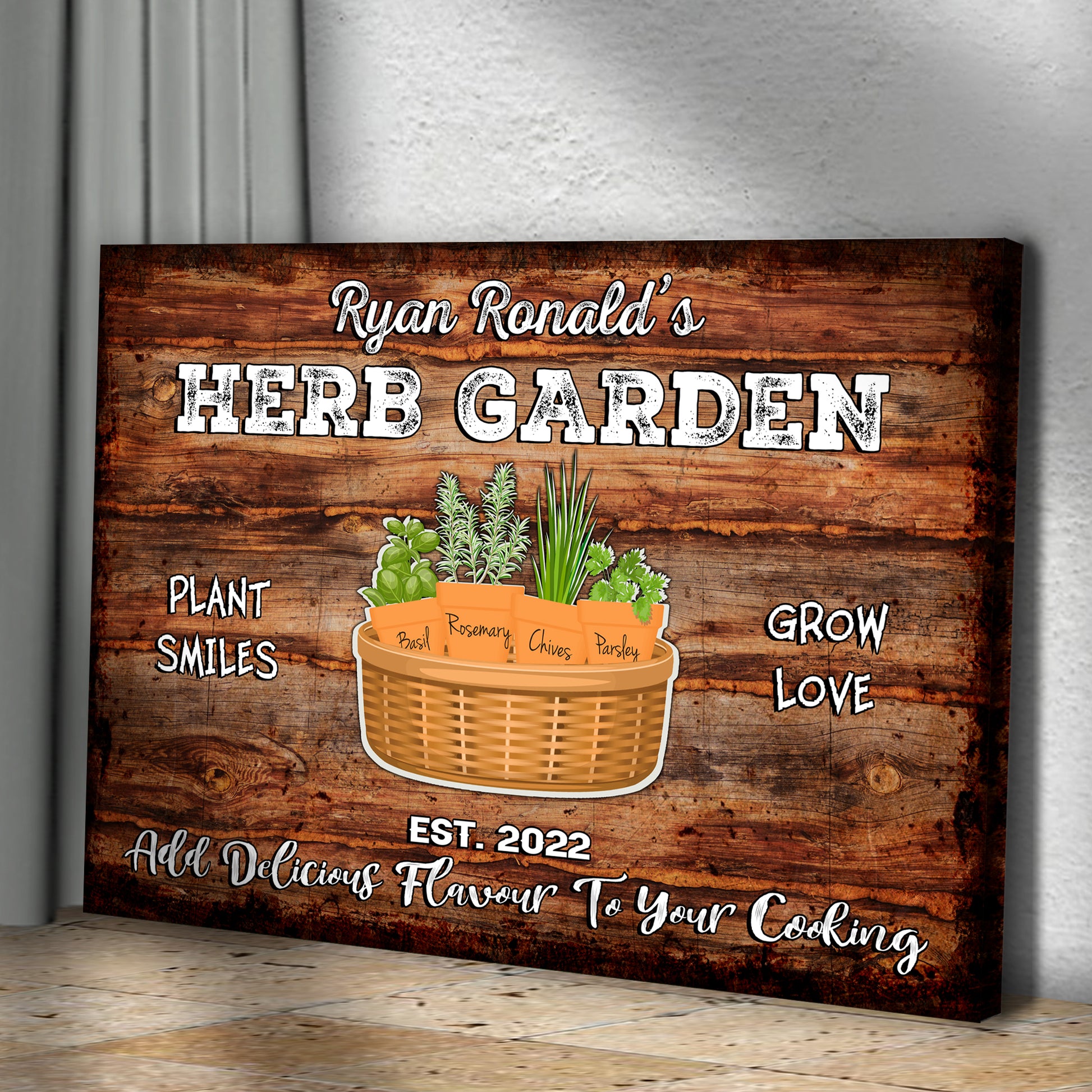 Herb Garden Sign | Customizable Canvas Style 1 - Image by Tailored Canvases