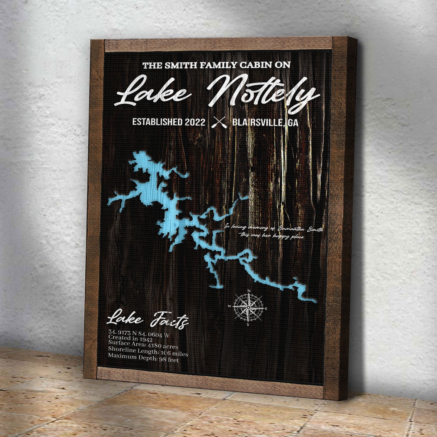 Memorial Lake Map Sign Style 2 - Image by Tailored Canvases