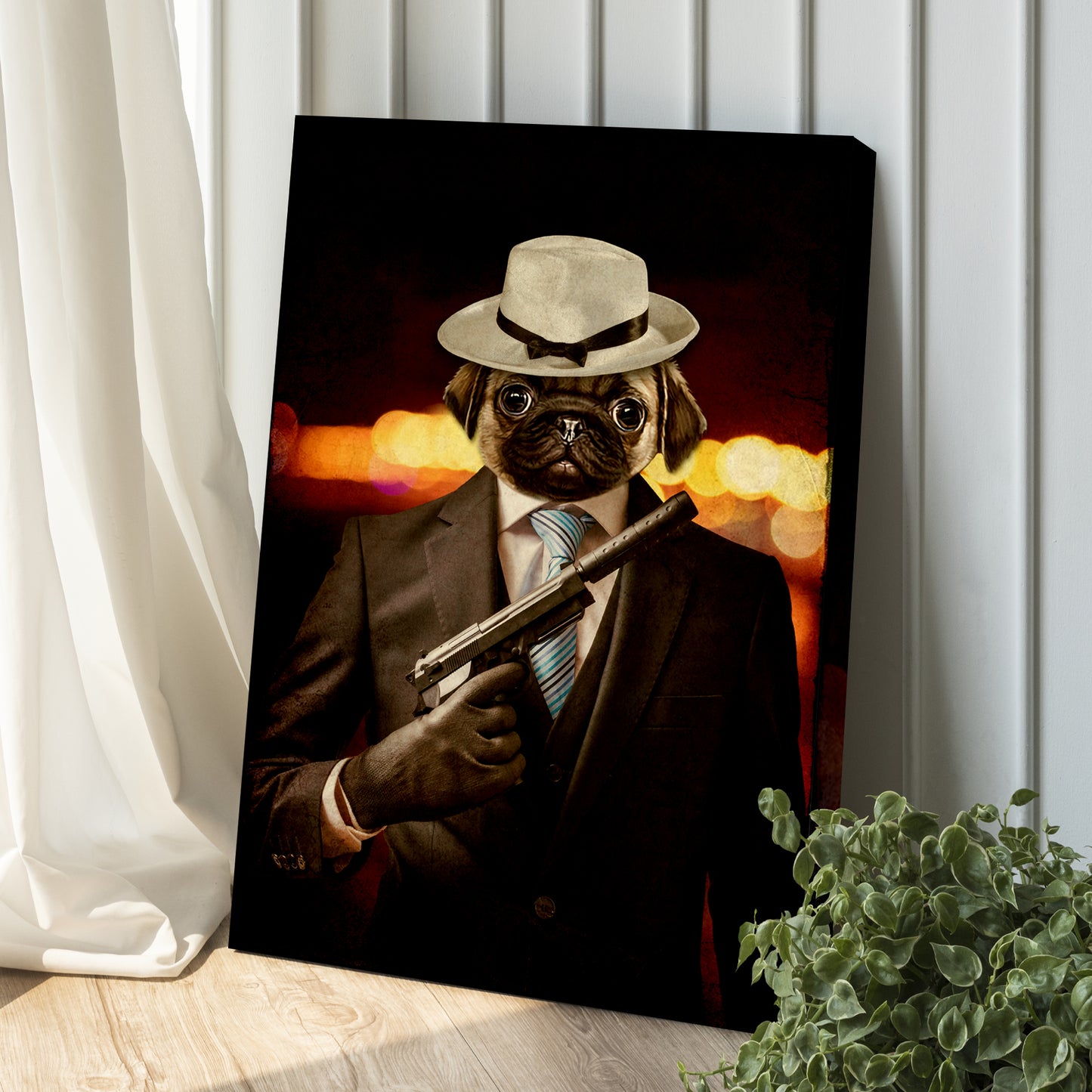 Gangster Pet Portrait Sign Style 1 - Image by Tailored Canvases