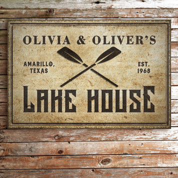 Couple Lake House Paddle Sign