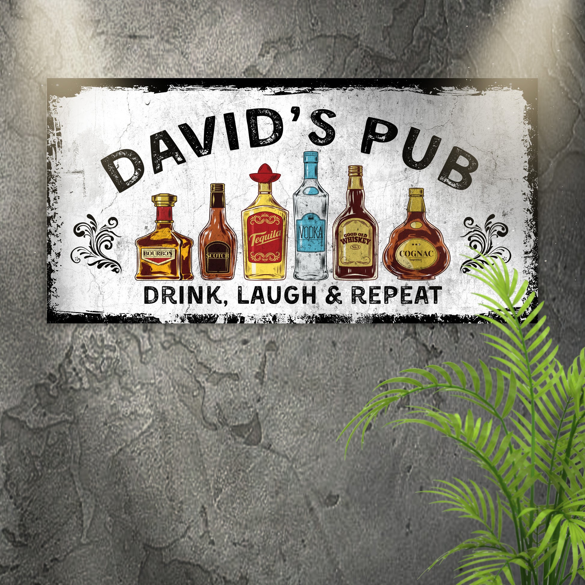 Pub Drink, Laugh & Repeat Sign - Image by Tailored Canvases