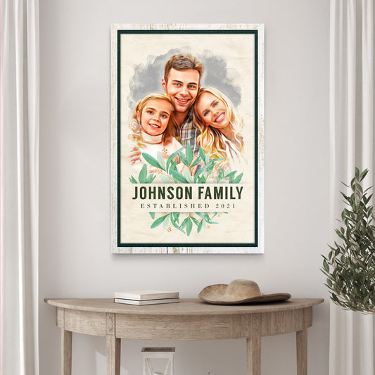 Photo To Cartoon Family Portrait Sign Style 2 - Image by Tailored Canvases