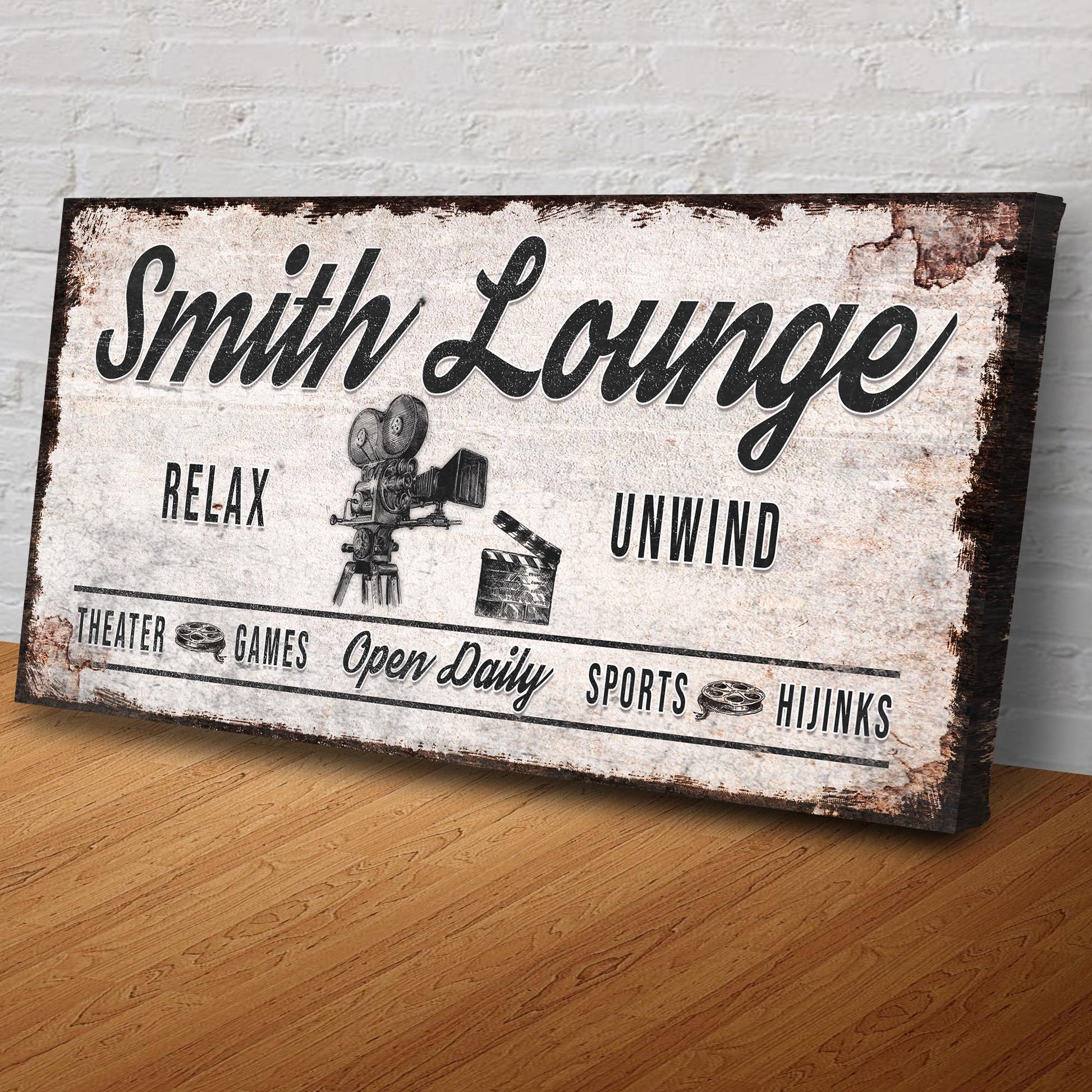 Relax Unwind Theatre Lounge Sign Style 1 - Image by Tailored Canvases
