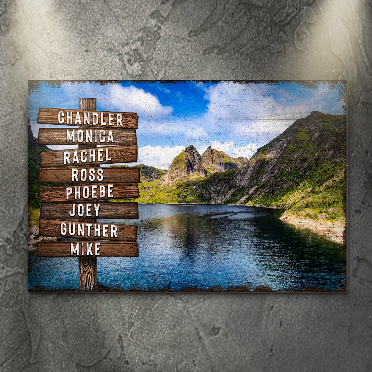 Mountain Lake Family Name Sign - Image by Tailored Canvases