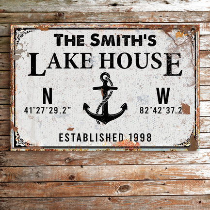 Family Lake House Anchor (Ready to hang) - Wall Art Image by Tailored Canvases