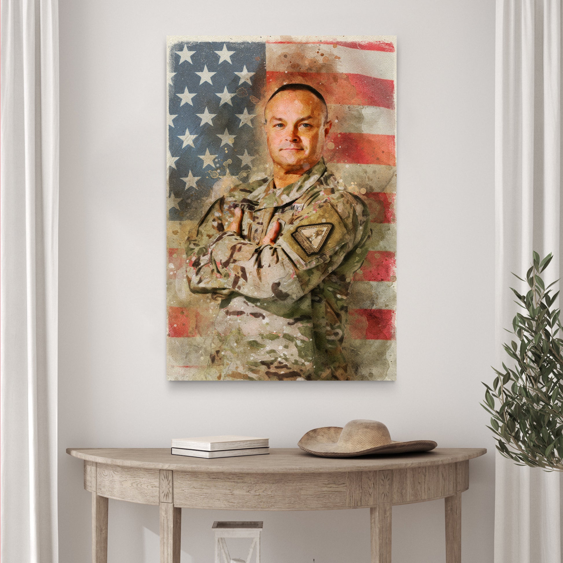 Veterans Watercolor Portrait Sign Style 2 - Image by Tailored Canvases