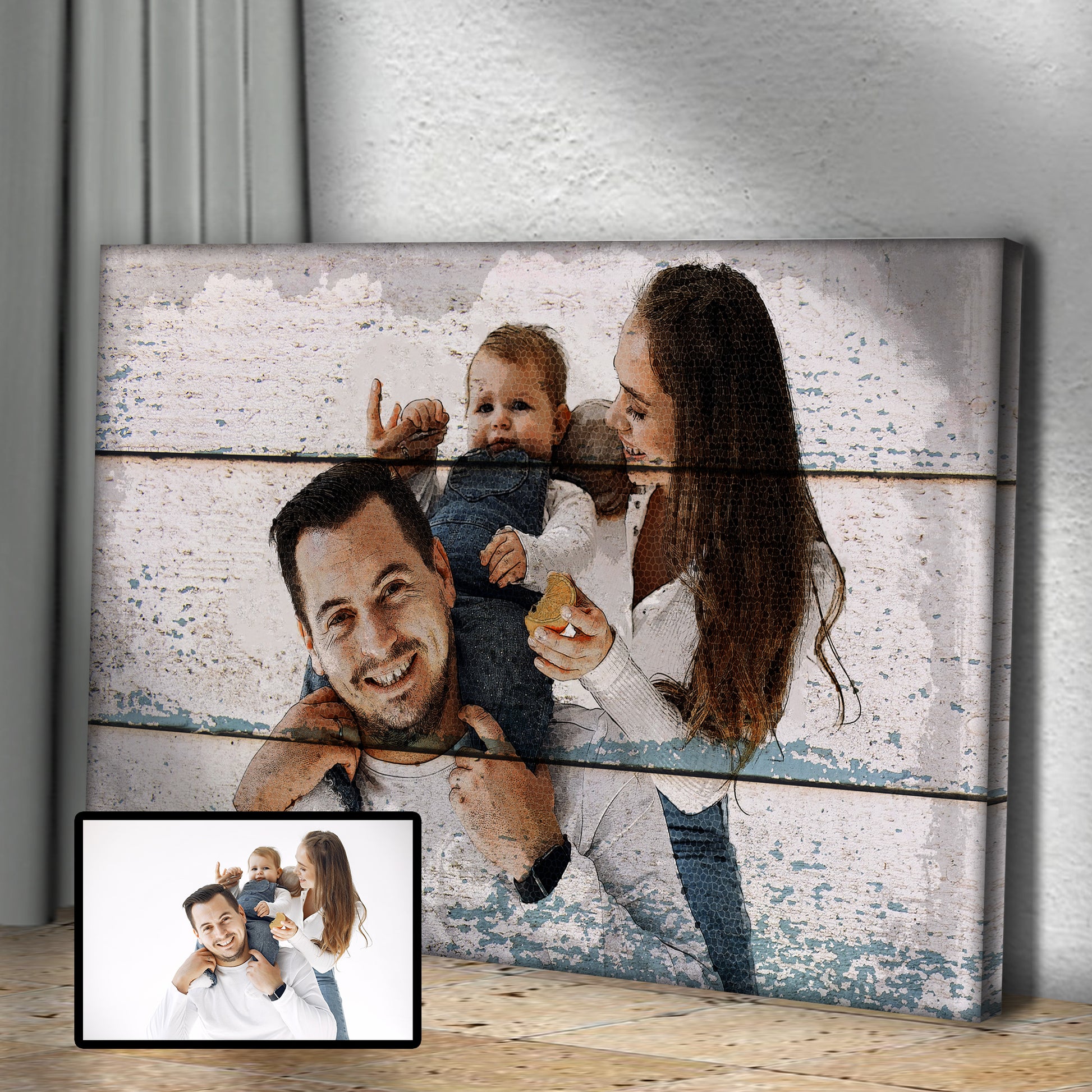 Family Portrait - Wood Sign | Customizable Canvas Style 1 - Image by Tailored Canvases