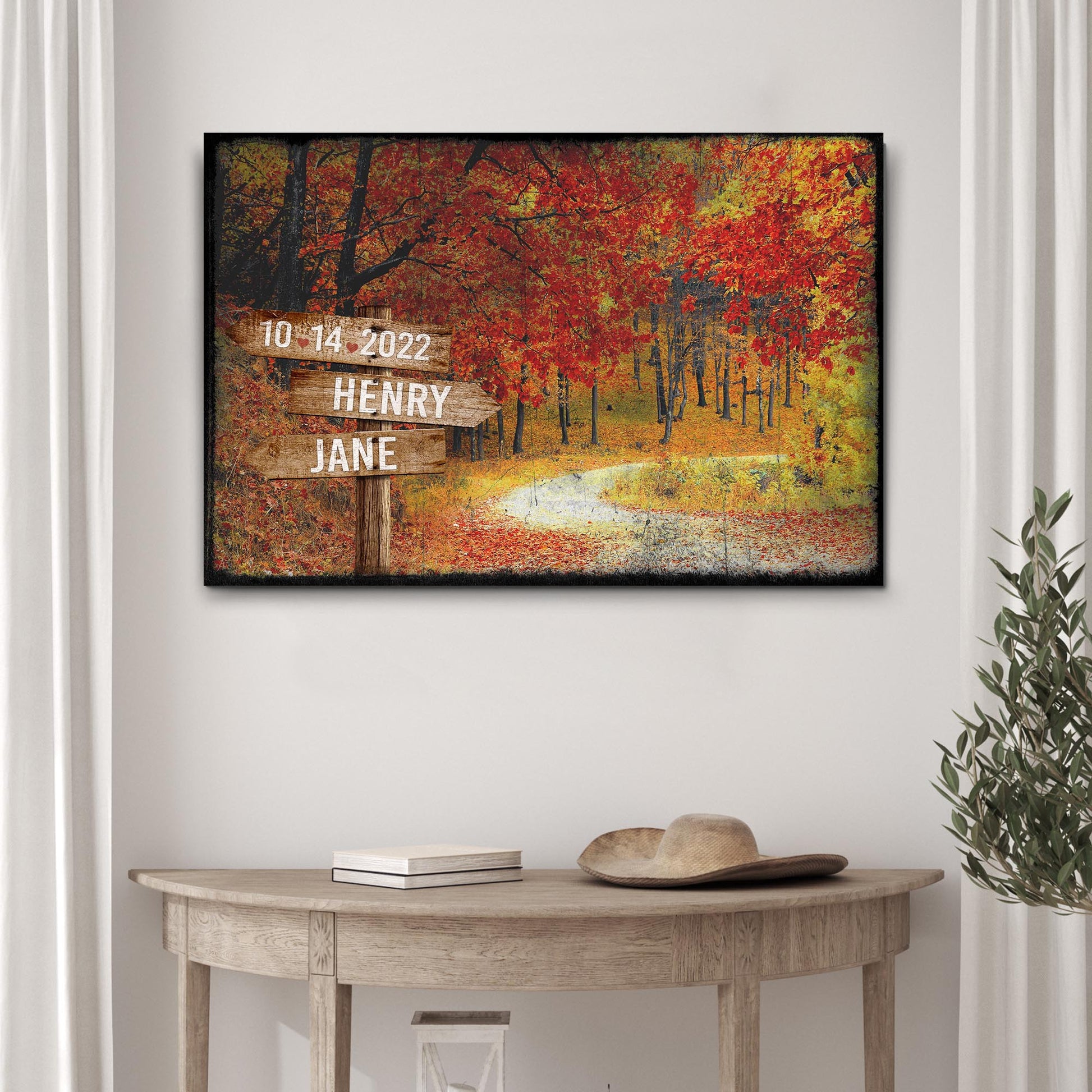 Couple Autumn Road Sign Style 2 - Image by Tailored Canvases