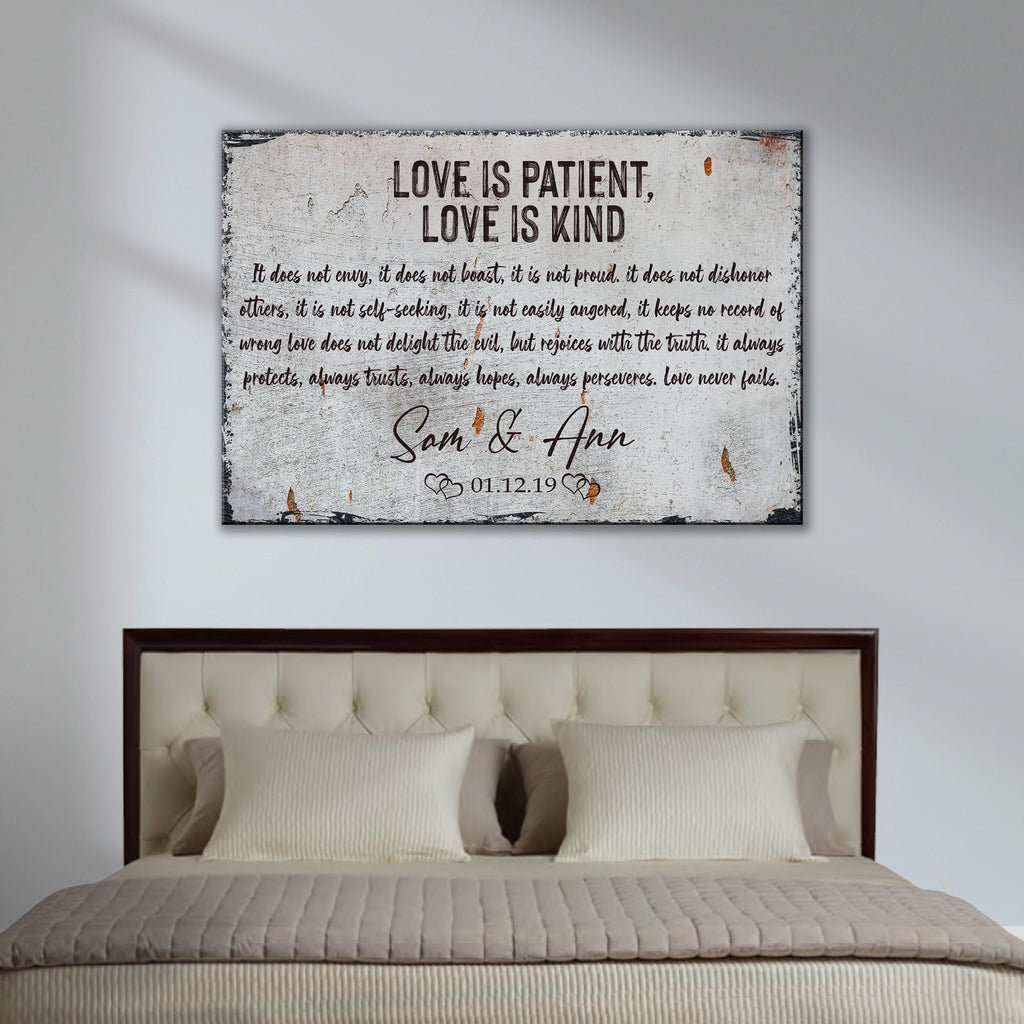 Love Is Patient, Love Is Kind Sign | Customizable Canvas by Tailored Canvases