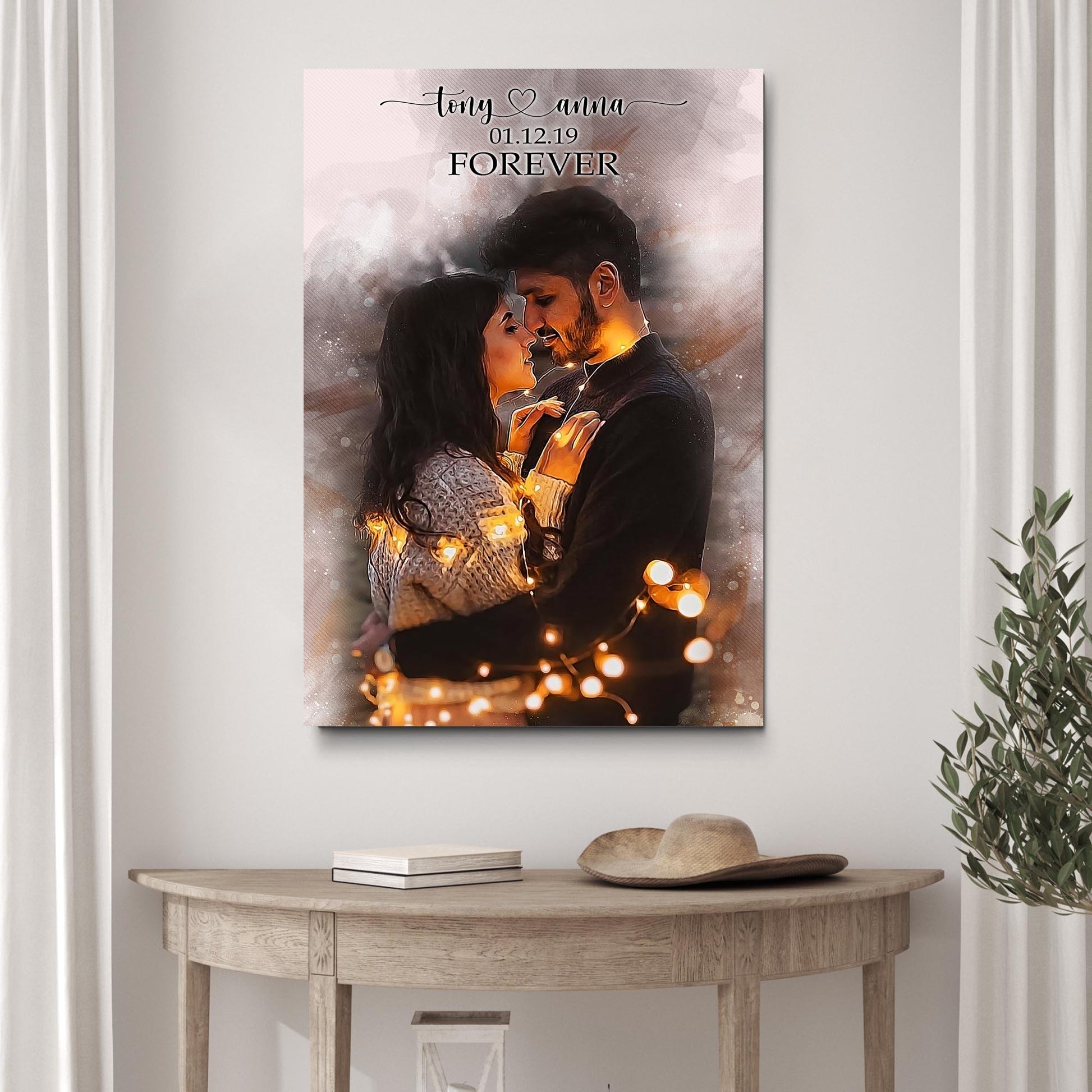 Couple Watercolor Portrait Sign III Style 2 - Image by Tailored Canvases