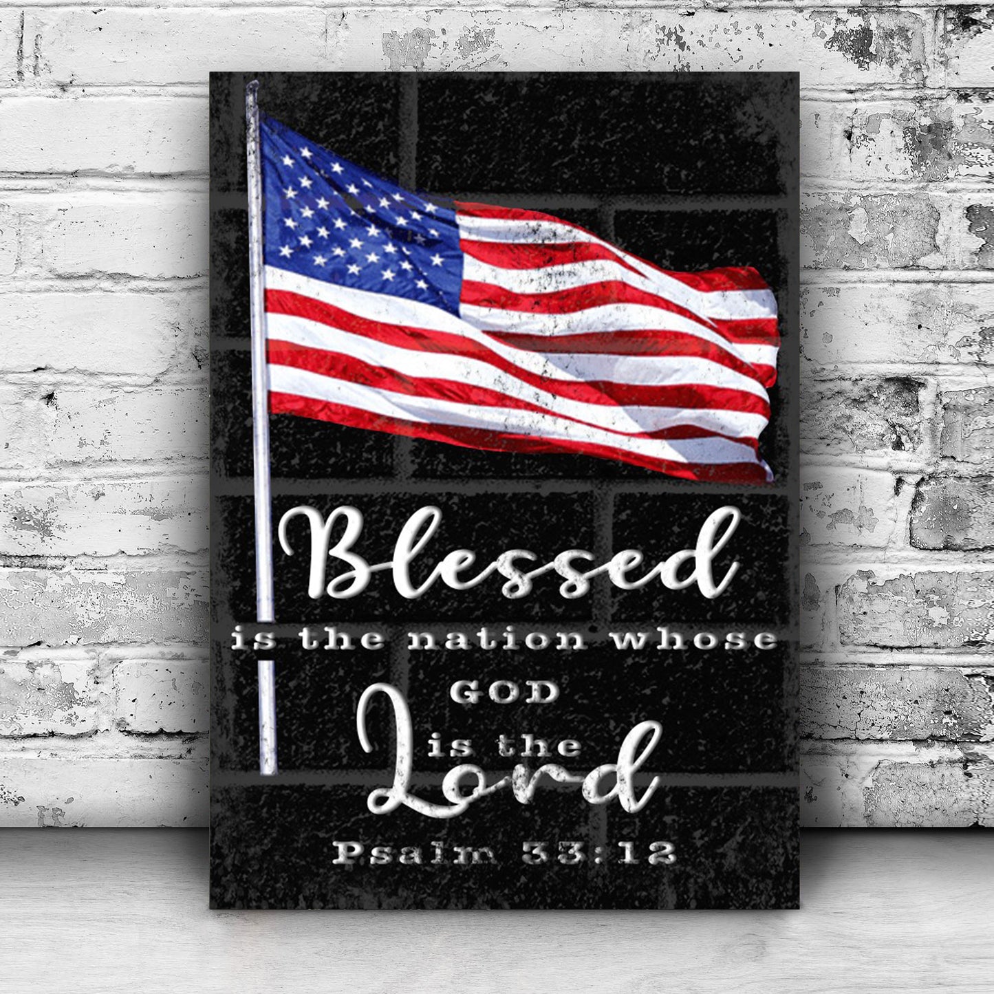 Psalm 33:12 - Blessed Is The Nation Sign II Style 1 - Image by Tailored Canvases