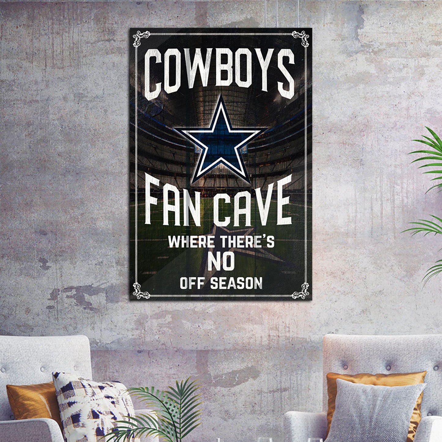 Cowboys Fan Cave Where There's No Off Season Sign Style 2 - Image by Tailored Canvases
