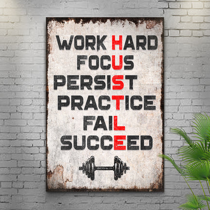 HUSTLE Motivational Portrait Sign II - Image by Tailored Canvases