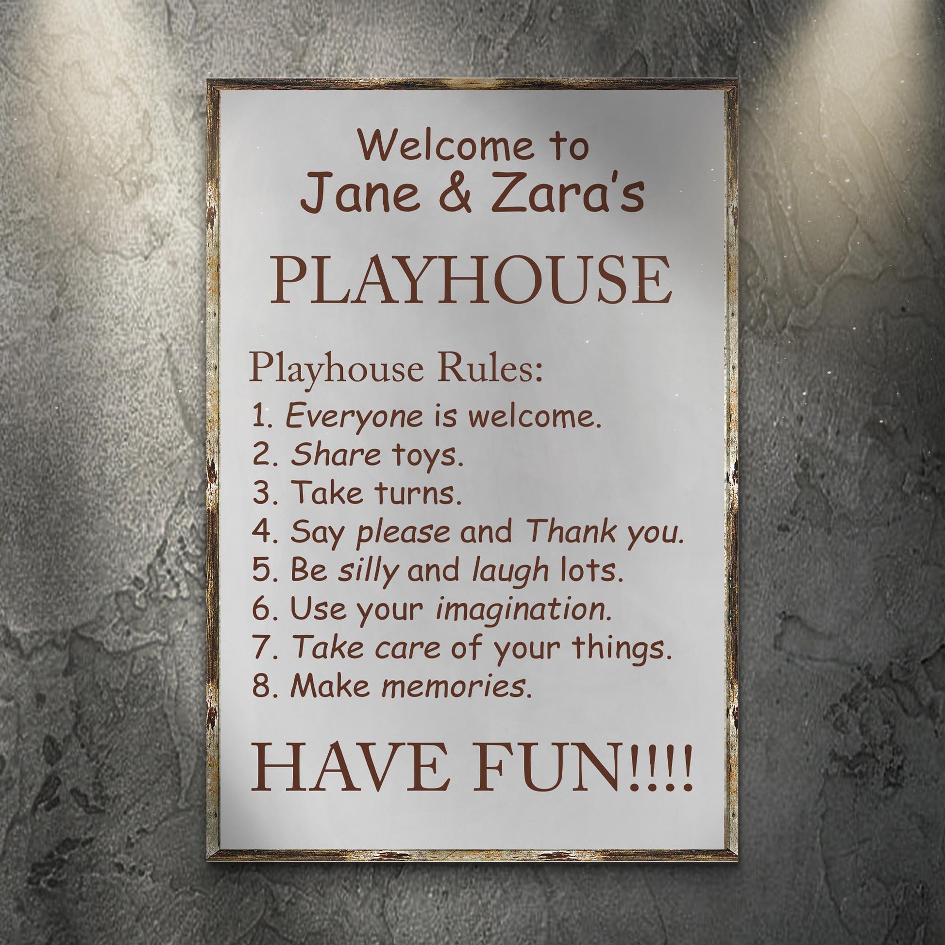 Kids Playhouse Rules Sign Style 1 - Image by Tailored Canvases