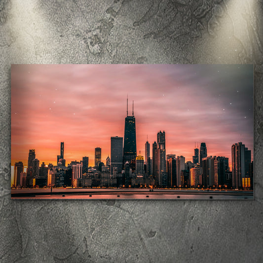 Sunset Skyline Of Chicago Canvas Wall Art - Image by Tailored Canvases