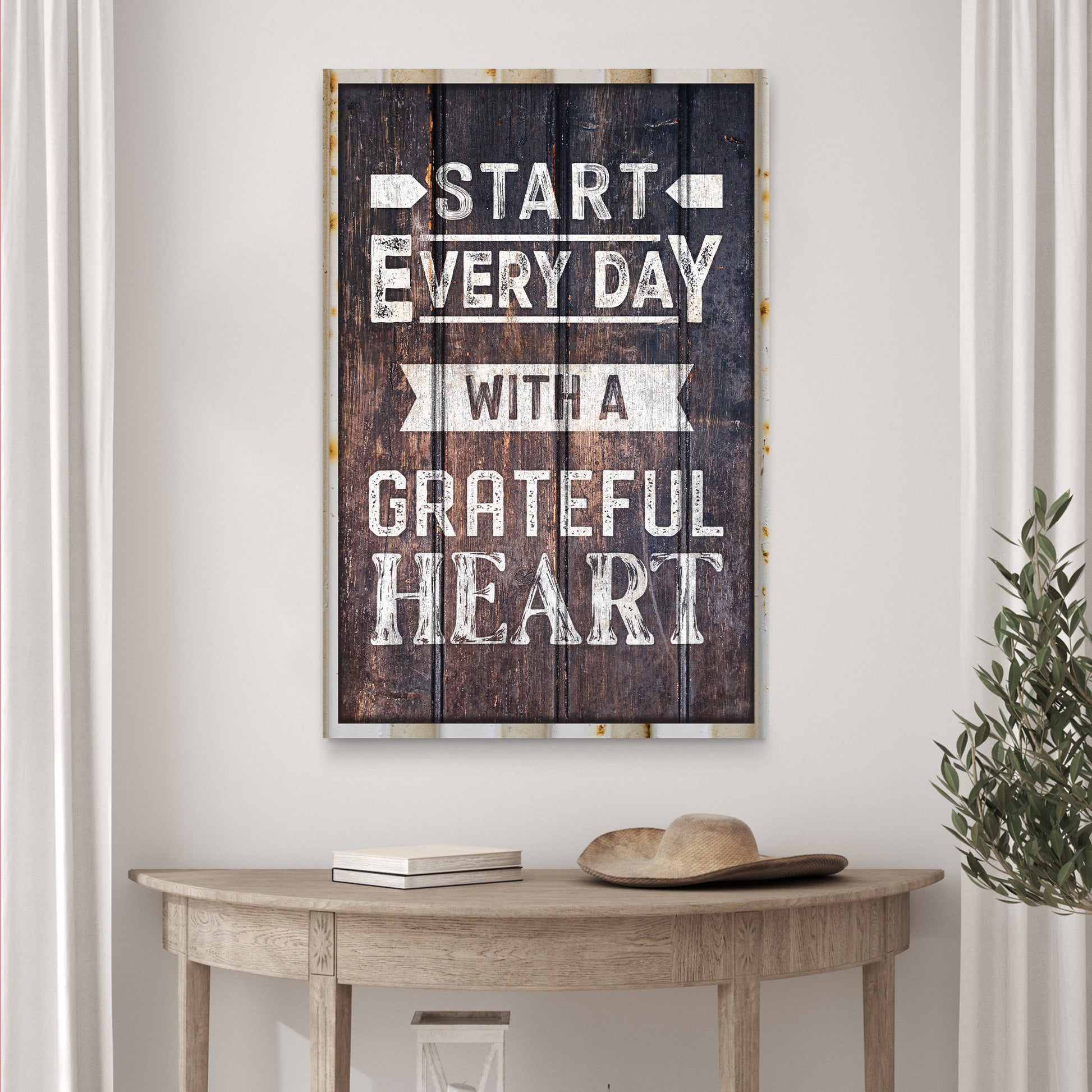 Start Every Day With A Grateful Heart Sign Style 2 - Image by Tailored Canvases