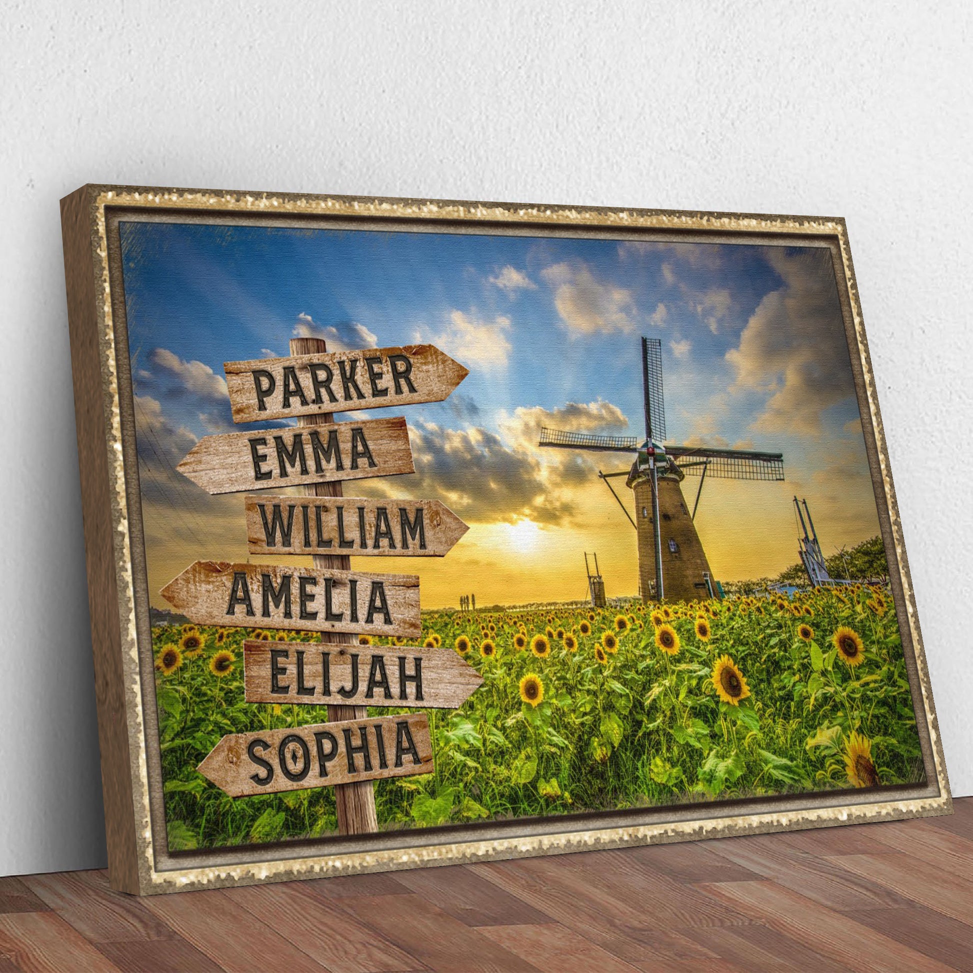 Sunflower Field Family Name Sign Style 1 - Image by Tailored Canvases