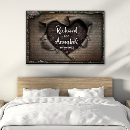 Unwrapped Heart Wedding Vows Sign  - Image by Tailored Canvases