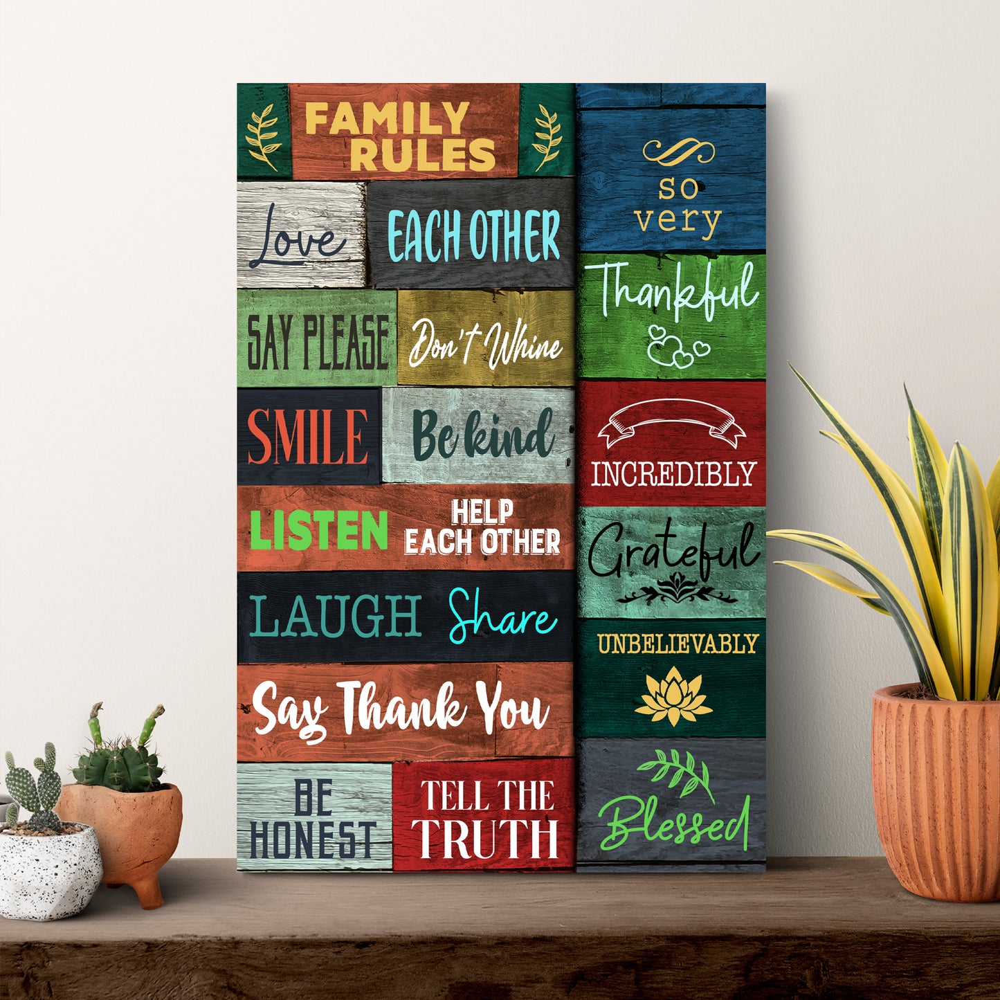 So Very Thankful, Incredibly Grateful Family Rules Style 2 - Image by Tailored Canvases