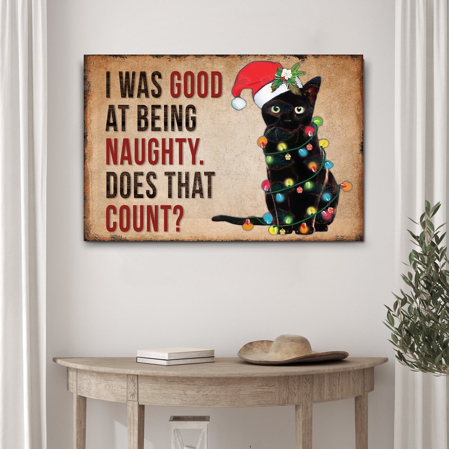 Good At Being Naughty Cat Sign Style 1 - Image by Tailored Canvases