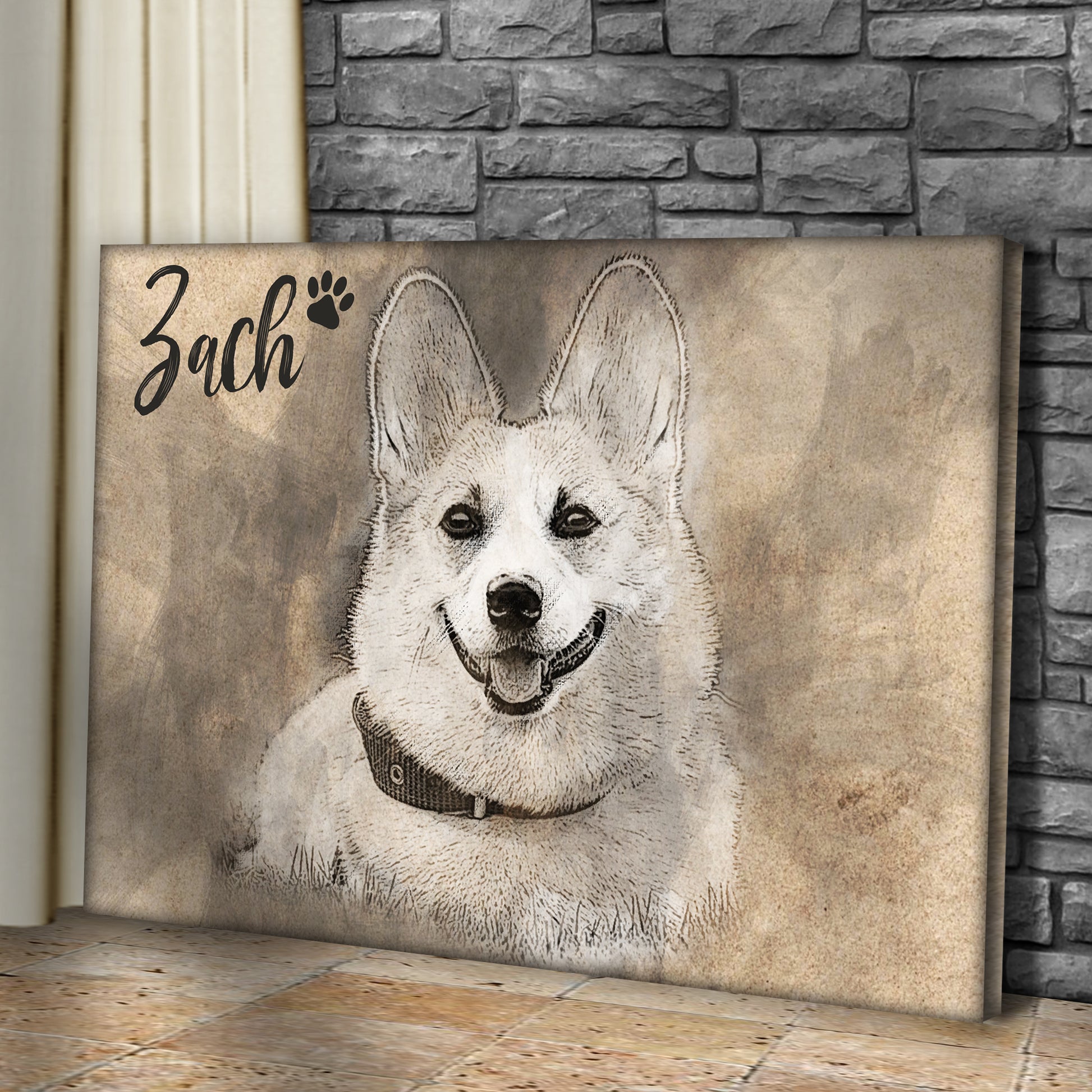 Pet Portrait Pencil Drawing Sign Style 2 - Image by Tailored Canvases