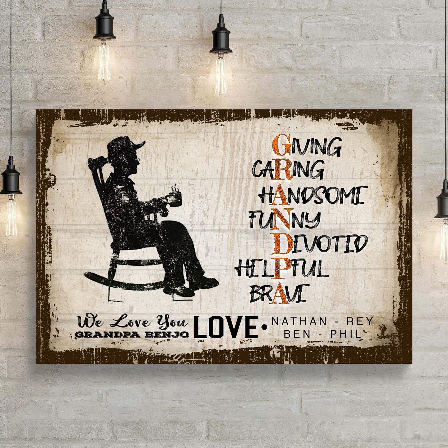 Devoted Grandpa Happy Father's Day Sign Style 1 - Image by Tailored Canvases