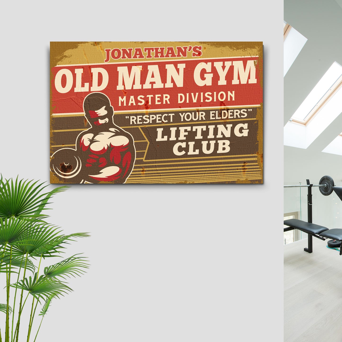 Old Man Gym Lifting Club Sign II Style 2 - Image by Tailored Canvases