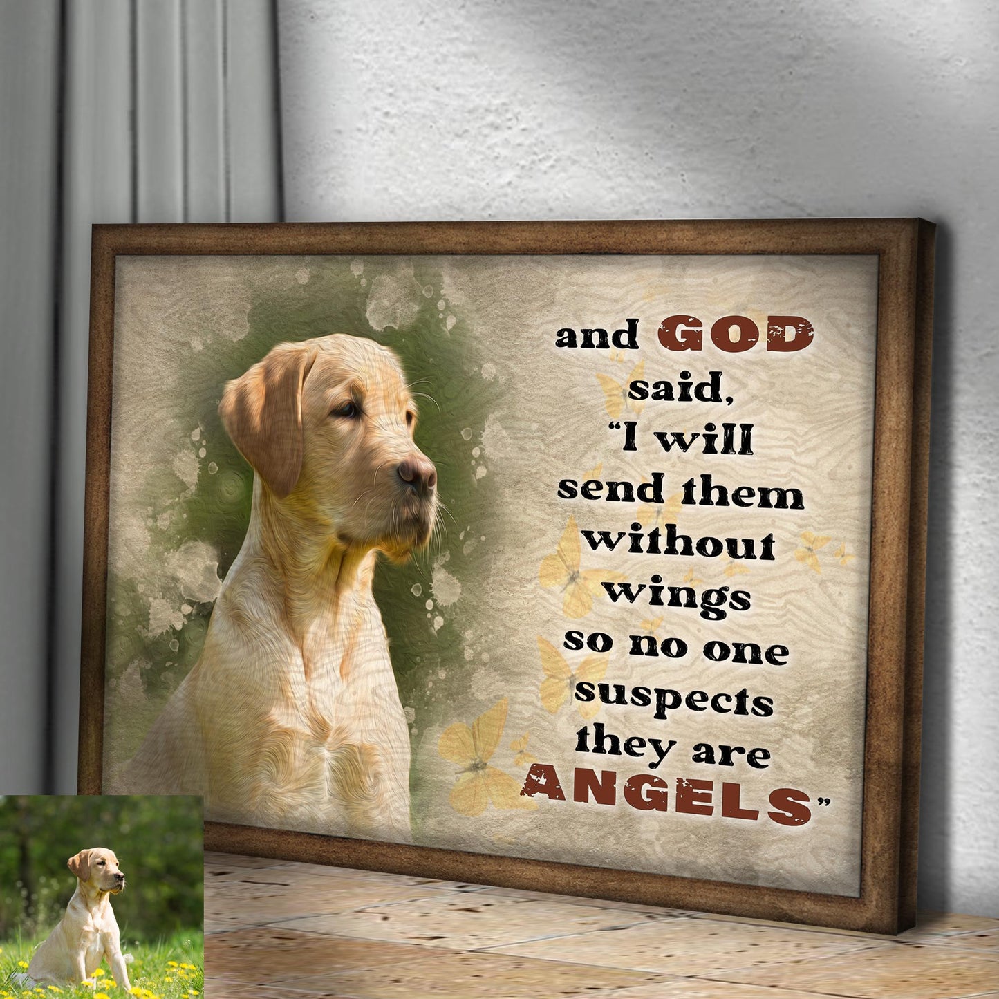 Angels Without Wings Pet Memorial Sign | Customizable Canvas Style 1 - Image by Tailored Canvases