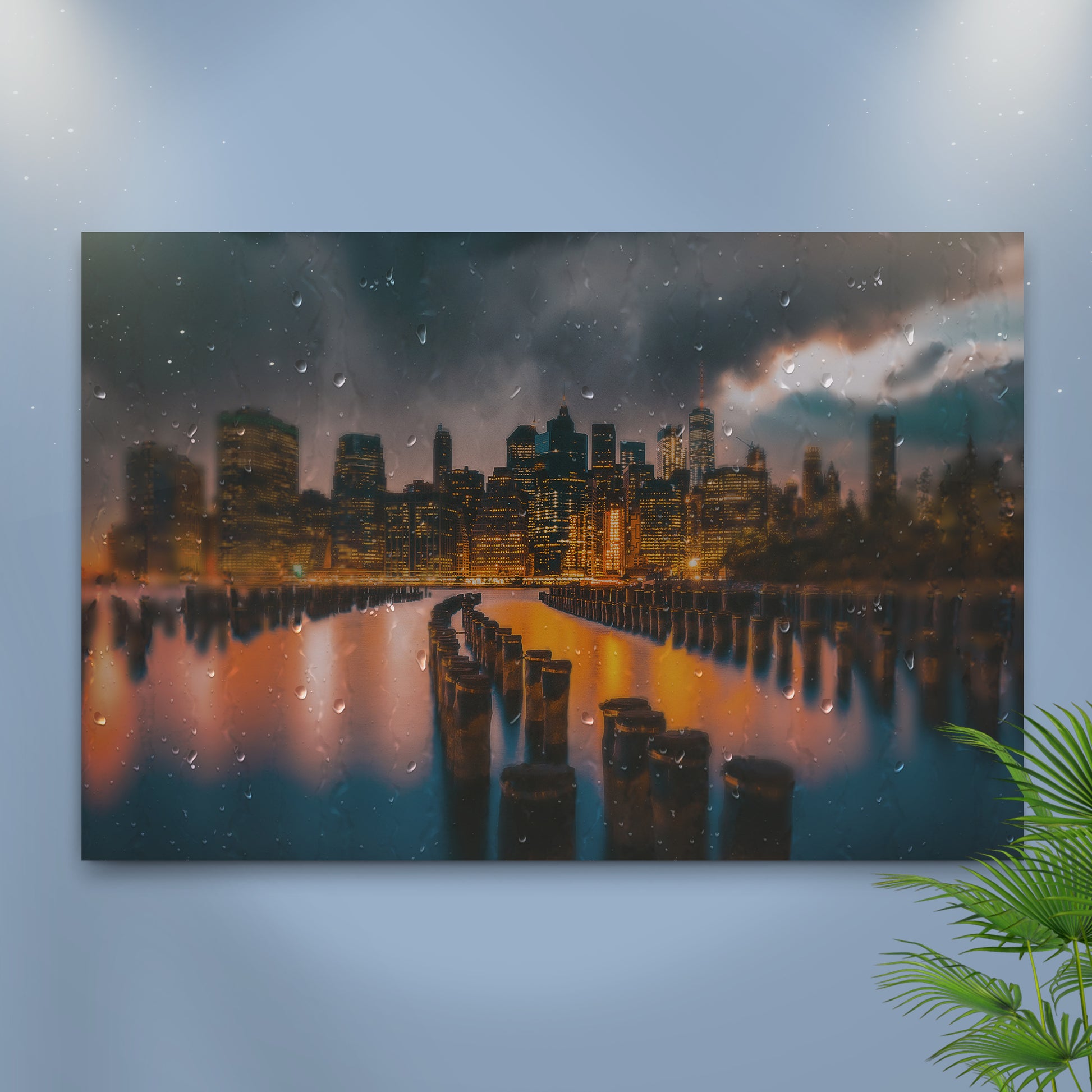 Rainy City Skyline Canvas Wall Art - Image by Tailored Canvases