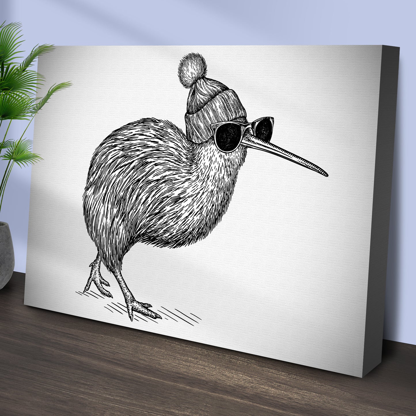 Black and White Kiwi Wall Art Style 2 - Image by Tailored Canvases