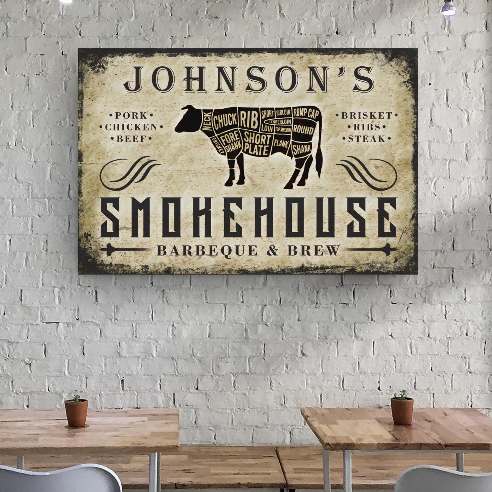 Smokehouse Barbeque And Brew Sign | Customizable Canvas Style 2 - Image by Tailored Canvases