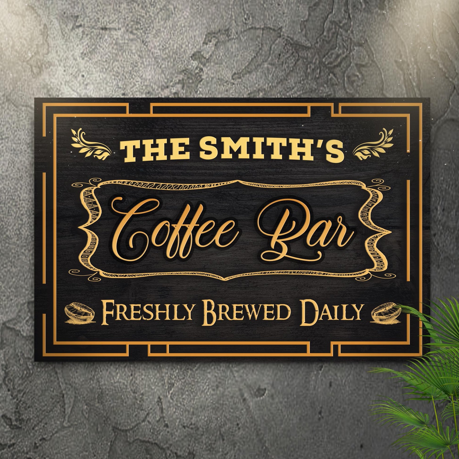 Coffee Bar Freshly Brewed Daily Sign Style 1 - Image by Tailored Canvases