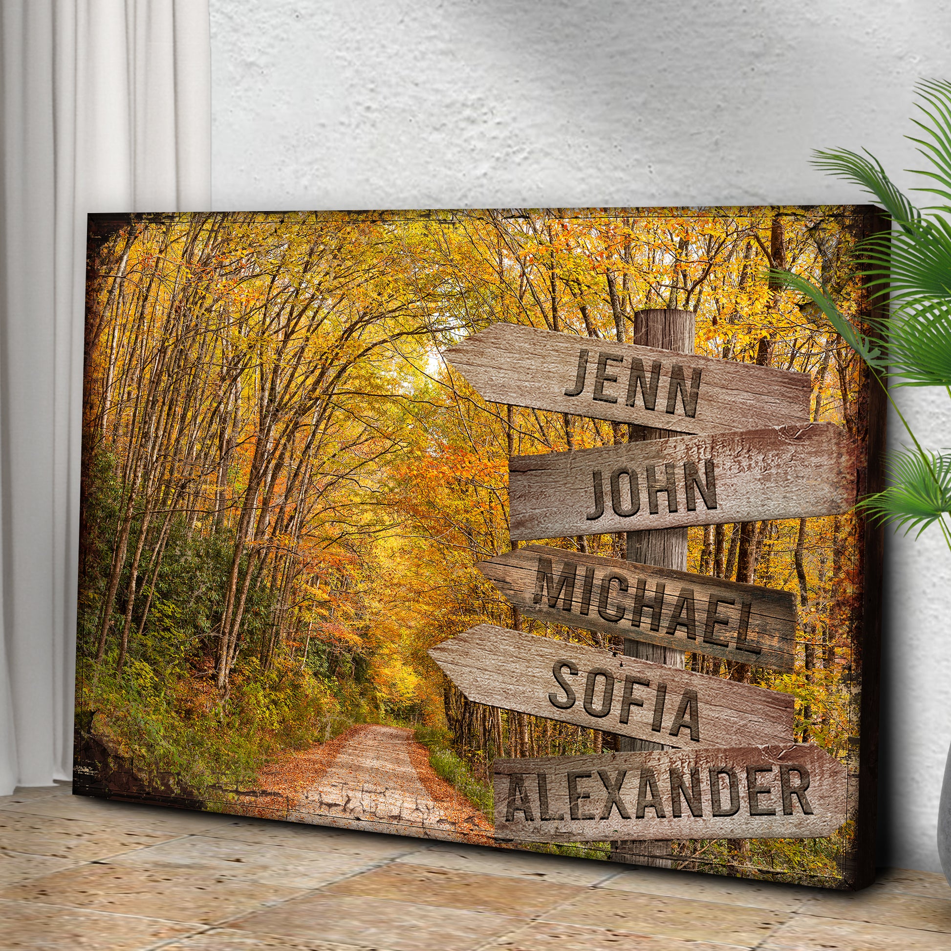 Autumn Road Family Name Sign Style 1 - Image by Tailored Canvases