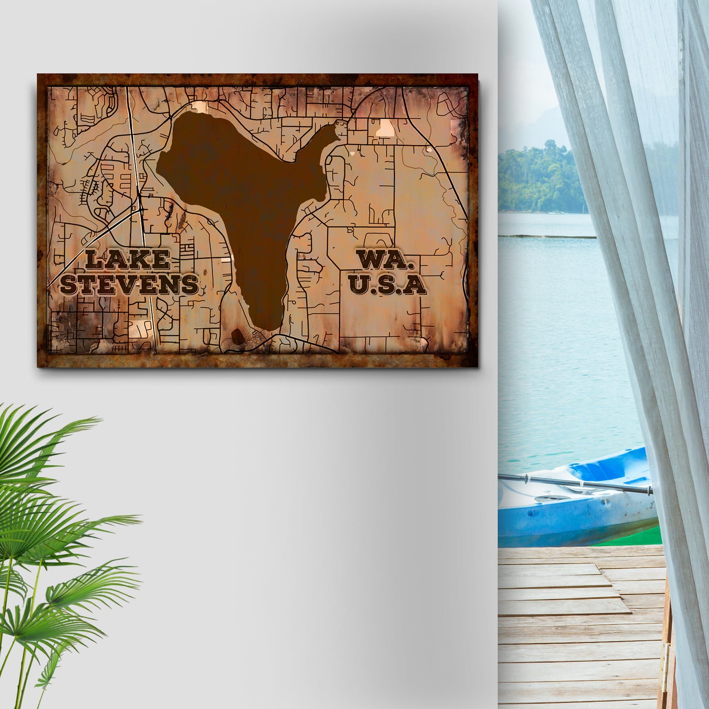 Lake Map Sign Style 1 - Image by Tailored Canvases
